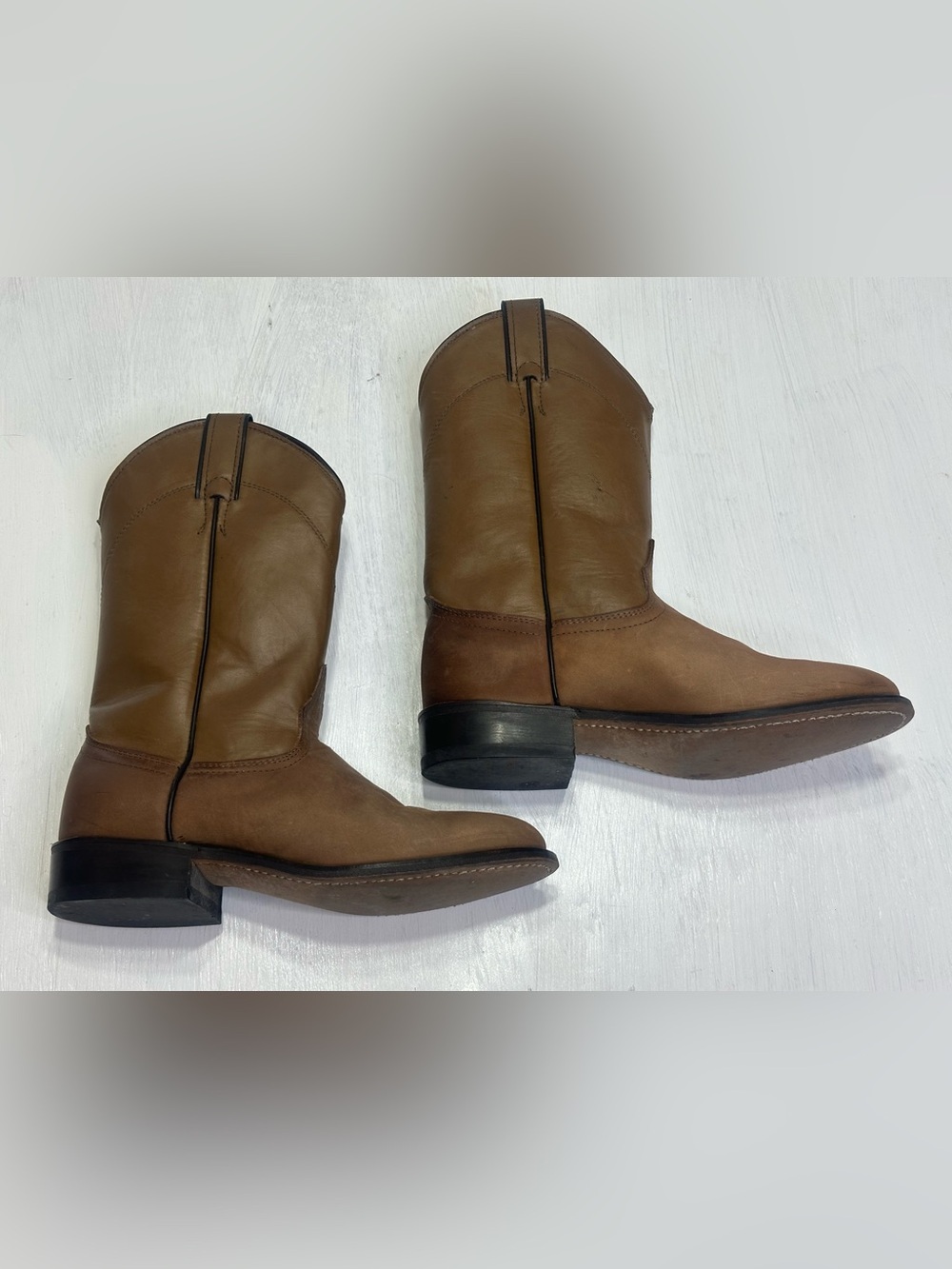Vintage Laredo USA Leather Roper Cowboy Boots Womens 7.5M Brown Style 6923 - Picture 5 of 12